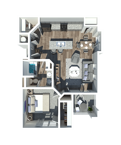 Floor plan for 1 bed, 1 bath, 823 sqft